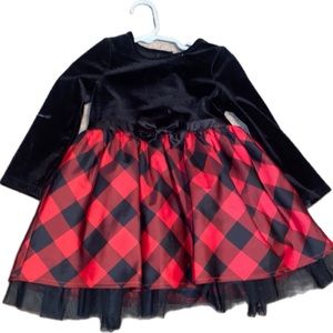 Cat & Jack Black Velvet And Red Plaid Dress | size:2T | Pre-loved